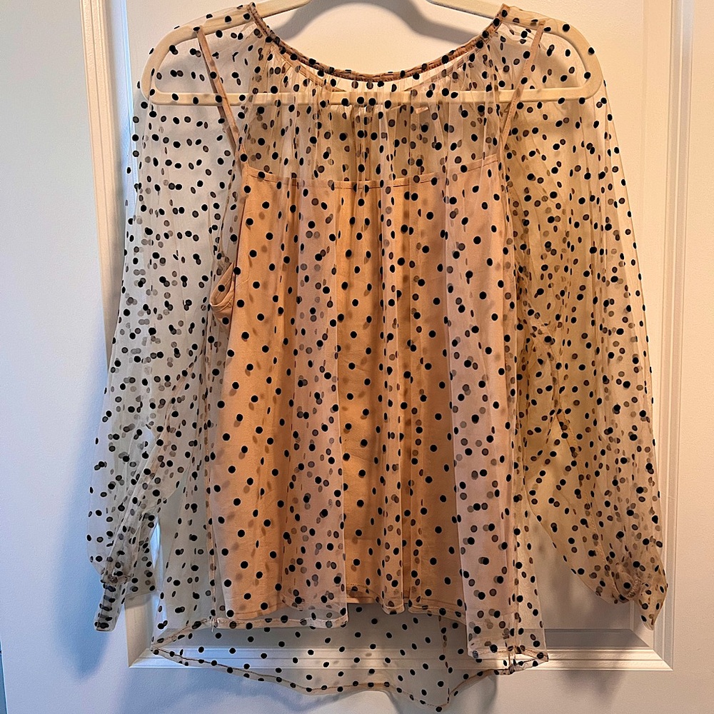 VICI COLLECTION Sheer Polka Dots Blouse